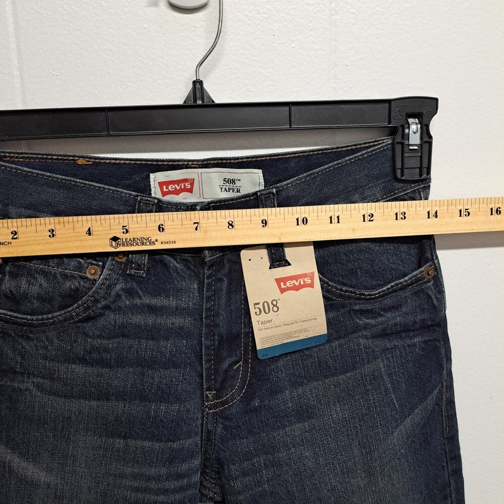 Levi's 508 Taper Fit Youth Jeans Size 12 Reg 26x26 Dark Wash‎ 100% Cotton - Picture 7 of 8